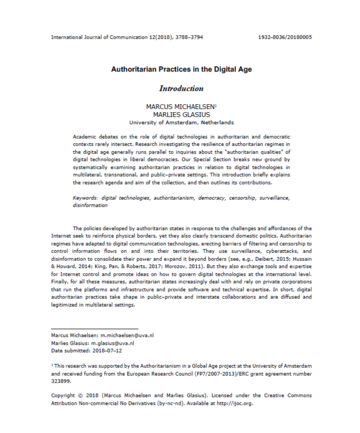 Authoritarian Practices in the Digital Age - Introduction