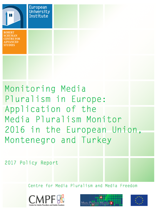 Monitoring Media Pluralism in Europe: Application of the Media Pluralism Monitor 2016 in the European Union, Montenegro and Turkey