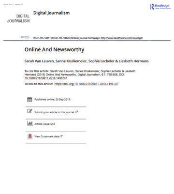 Online and Newsworthy: Have Online Sources Changed Journalism?