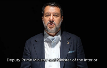 Screenshot taken from the video uploaded on social media platform X by Italy's deputy Prime Minister Matteo Salvini, on 14 September 2023, and subsequently aired by Italian public broadcaster RAI. Screenshot taken from the video uploaded on social media platform X by Italy's deputy Prime Minister Matteo Salvini, on 14 September 2023, and subsequently aired by Italian public broadcaster RAI.