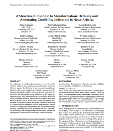 A Structured Response to Misinformation: Defining and Annotating Credibility Indicators in News Articles