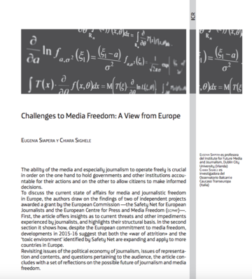 Challenges to Media Freedom: A view from Europe