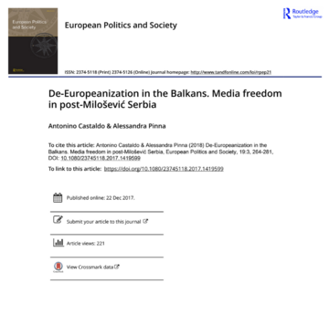 De-Europeanization in the Balkans. Media freedom in post-Milošević Serbia De-Europeanization in the Balkans. Media freedom in post-Milošević Serbia