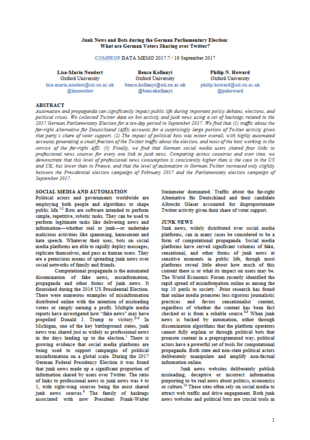 Junk News and Bots during the German Parliamentary Election: What are German Voters Sharing over Twitter?
