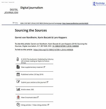 Sourcing the Sources; An analysis of the use of Twitter and Facebook as a journalistic source over 10 years in The New York Times, The Guardian, and Süddeutsche Zeitung Sourcing the Sources; An analysis of the use of Twitter and Facebook as a journalistic source over 10 years in The New York Times, The Guardian, and Süddeutsche Zeitung