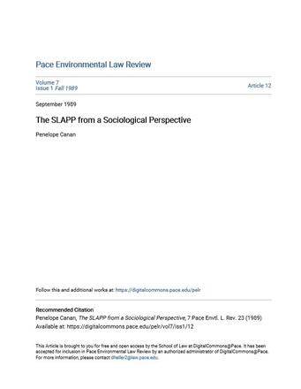 The SLAPP from a Sociological Perspective