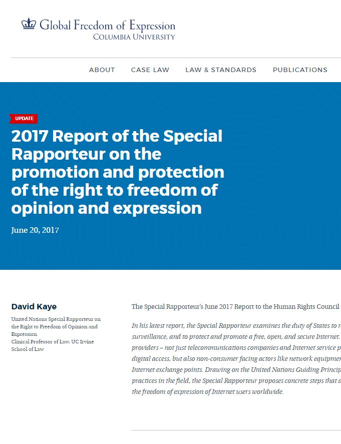 17 Report Of The Special Rapporteur On The Promotion And Protection Of The Right To Freedom Of Opinion And Expression Reports Publications Media Freedom In Europe Resource Centre By Obct Resource Centre 17 Report Of The Special Rapporteur On The Promotion And Protection Of The Right To Freedom Of Opinion And Expression Reports Publications Media Freedom In Europe Resource Centre By Obct Resource Centre
