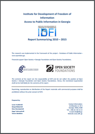 IDFI - Access to Public Information in Georgia (2010 – 2015)