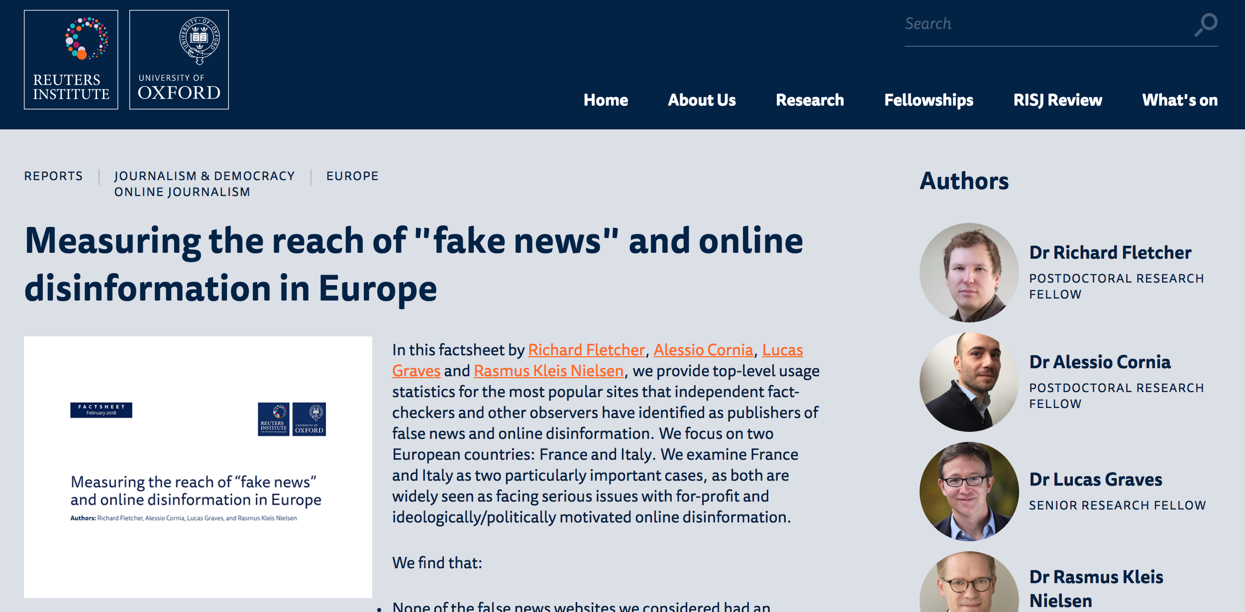Measuring the reach of “fake news” and online disinformation in Europe ...
