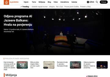 Al Jazeera Balkans' website - screenshot Al Jazeera Balkans' website - screenshot