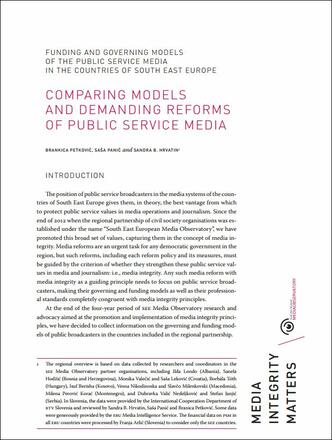 Comparing models and demanding reforms of public service media in South East Europe