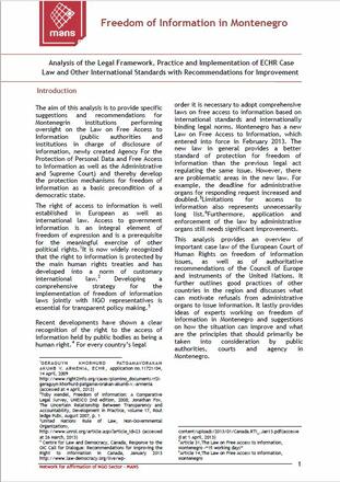 Freedom of information in Montenegro Freedom of information in Montenegro