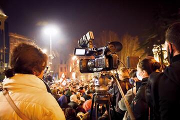 Tbilisi, Georgia, news media journalist film protest © EvaL Miko / Shutterstock Tbilisi, Georgia, news media journalist film protest © EvaL Miko / Shutterstock