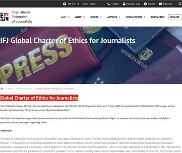 IFJ Global Charter of Ethics for Journalists IFJ Global Charter of Ethics for Journalists