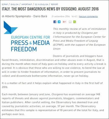 Ossigeno informazione mid-2016 report Ossigeno informazione mid-2016 report