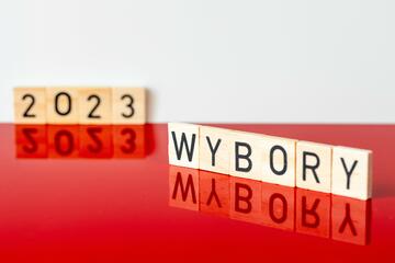 Polish white and red colors and the word WYBORY (elections)