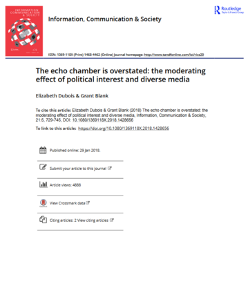 The echo chamber is overstated: the moderating effect of political interest and diverse media The echo chamber is overstated: the moderating effect of political interest and diverse media