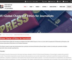 IFJ Global Charter of Ethics for Journalists IFJ Global Charter of Ethics for Journalists